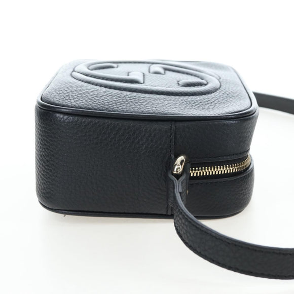 GUCCI Soho Shoulder Bag Leather Black Gold 308364 Auth 199930SAV