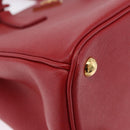 PRADA Galleria Hand Bag Saffiano leather 2way Red Gold Auth 199932V-16