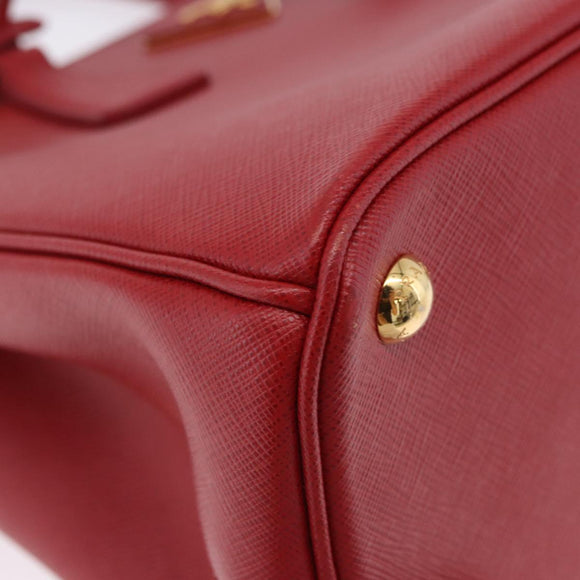 PRADA Galleria Hand Bag Saffiano leather 2way Red Gold Auth 199932V