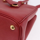 PRADA Galleria Hand Bag Saffiano leather 2way Red Gold Auth 199932V-17