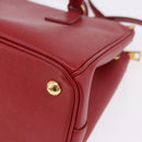 PRADA Galleria Hand Bag Saffiano leather 2way Red Gold Auth 199932V-19