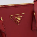 PRADA Galleria Hand Bag Saffiano leather 2way Red Gold Auth 199932V-20