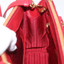 PRADA Galleria Hand Bag Saffiano leather 2way Red Gold Auth 199932V-23