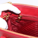 PRADA Galleria Hand Bag Saffiano leather 2way Red Gold Auth 199932V-24