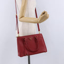 PRADA Galleria Hand Bag Saffiano leather 2way Red Gold Auth 199932V-28