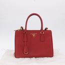 PRADA Galleria Hand Bag Saffiano leather 2way Red Gold Auth 199932V-12