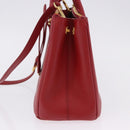 PRADA Galleria Hand Bag Saffiano leather 2way Red Gold Auth 199932V-3