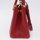 PRADA Galleria Hand Bag Saffiano leather 2way Red Gold Auth 199932V-4