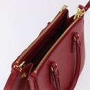 PRADA Galleria Hand Bag Saffiano leather 2way Red Gold Auth 199932V-6