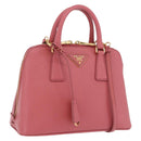 PRADA Galleria Hand Bag Saffiano 2way Pink Gold Auth 199933V-1