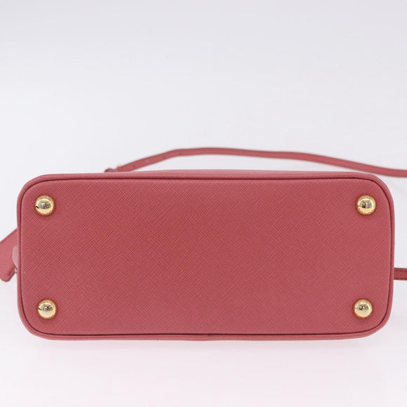 PRADA Galleria Hand Bag Saffiano 2way Pink Gold Auth 199933V