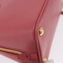 PRADA Galleria Hand Bag Saffiano 2way Pink Gold Auth 199933V-13