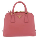 PRADA Galleria Hand Bag Saffiano 2way Pink Gold Auth 199933V-2