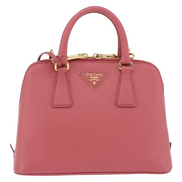 PRADA Galleria Hand Bag Saffiano 2way Pink Gold Auth 199933V