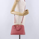 PRADA Galleria Hand Bag Saffiano 2way Pink Gold Auth 199933V-32