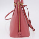 PRADA Galleria Hand Bag Saffiano 2way Pink Gold Auth 199933V-6