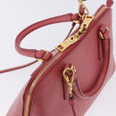 PRADA Galleria Hand Bag Saffiano 2way Pink Gold Auth 199933V-7