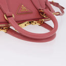 PRADA Galleria Hand Bag Saffiano 2way Pink Gold Auth 199933V-8