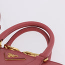 PRADA Galleria Hand Bag Saffiano 2way Pink Gold Auth 199933V-9