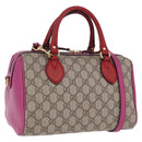 GUCCI GG Supreme Hand Bag PVC 2way Beige Gold 409529 Auth 199935A-1