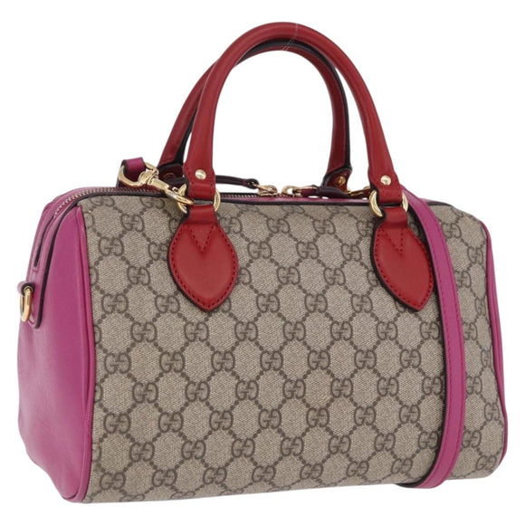 GUCCI GG Supreme Hand Bag PVC 2way Beige Gold 409529 Auth 199935A
