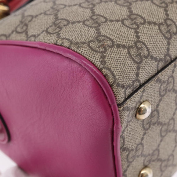 GUCCI GG Supreme Hand Bag PVC 2way Beige Gold 409529 Auth 199935A