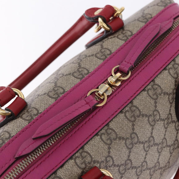 GUCCI GG Supreme Hand Bag PVC 2way Beige Gold 409529 Auth 199935A