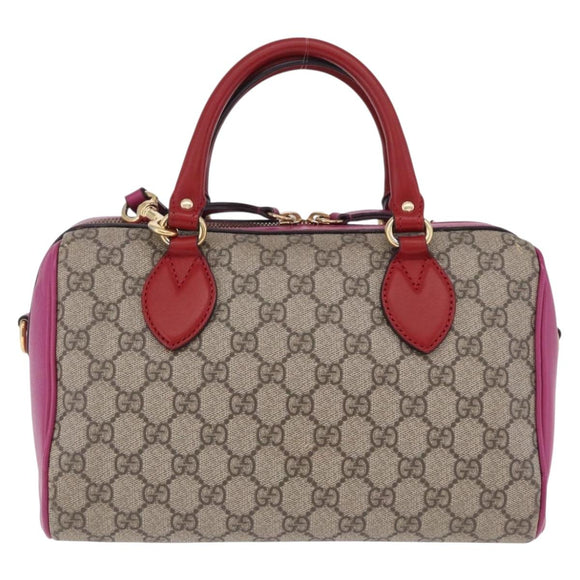GUCCI GG Supreme Hand Bag PVC 2way Beige Gold 409529 Auth 199935A