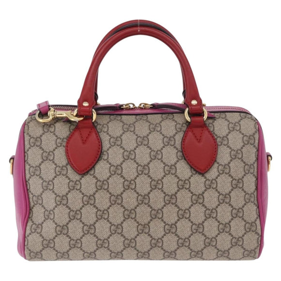 GUCCI GG Supreme Hand Bag PVC 2way Beige Gold 409529 Auth 199935A