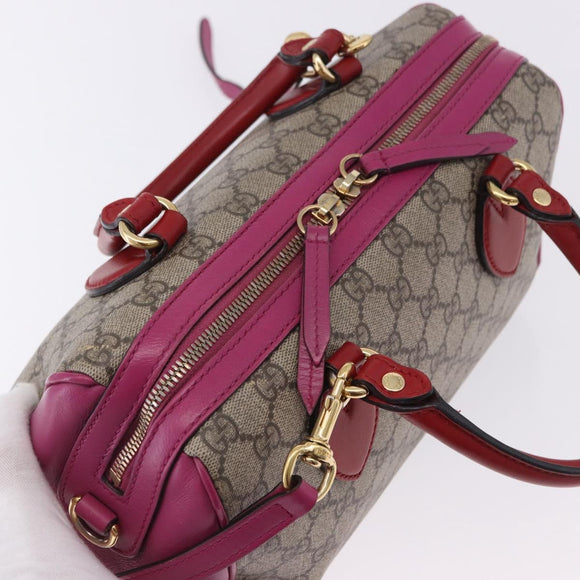 GUCCI GG Supreme Hand Bag PVC 2way Beige Gold 409529 Auth 199935A