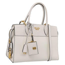 PRADA Galleria Esplanade Hand Bag Saffiano 2way White Gold Auth 199939M-1