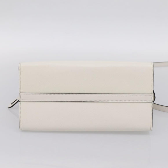 PRADA Galleria Esplanade Hand Bag Saffiano 2way White Gold Auth 199939M