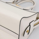 PRADA Galleria Esplanade Hand Bag Saffiano 2way White Gold Auth 199939M-16