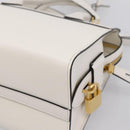 PRADA Galleria Esplanade Hand Bag Saffiano 2way White Gold Auth 199939M-18