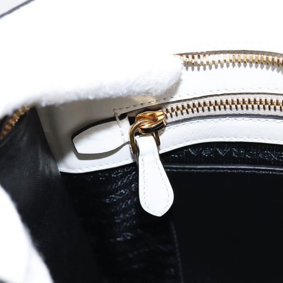 PRADA Galleria Esplanade Hand Bag Saffiano 2way White Gold Auth 199939M