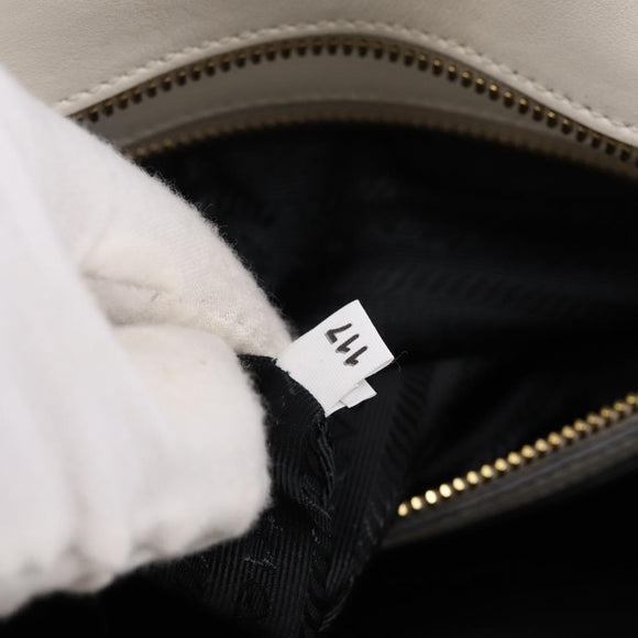 PRADA Galleria Esplanade Hand Bag Saffiano 2way White Gold Auth 199939M