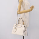 PRADA Galleria Esplanade Hand Bag Saffiano 2way White Gold Auth 199939M-30