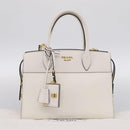 PRADA Galleria Esplanade Hand Bag Saffiano 2way White Gold Auth 199939M-12