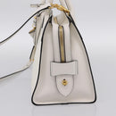 PRADA Galleria Esplanade Hand Bag Saffiano 2way White Gold Auth 199939M-4