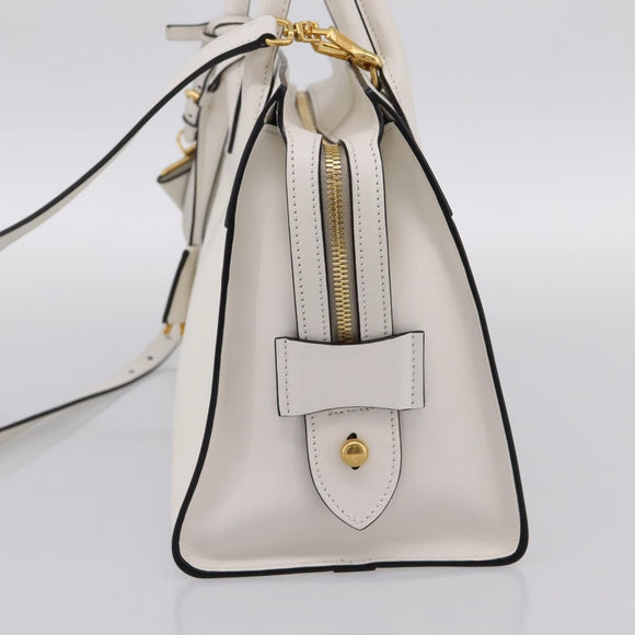 PRADA Galleria Esplanade Hand Bag Saffiano 2way White Gold Auth 199939M