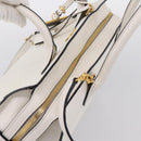PRADA Galleria Esplanade Hand Bag Saffiano 2way White Gold Auth 199939M-6
