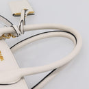 PRADA Galleria Esplanade Hand Bag Saffiano 2way White Gold Auth 199939M-14