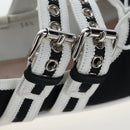 Miu Miu Ballet Shoes Canvas 36.5 Black White Auth 199940M-10