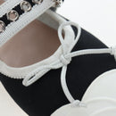 Miu Miu Ballet Shoes Canvas 36.5 Black White Auth 199940M-17