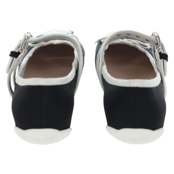 Miu Miu Ballet Shoes Canvas 36.5 Black White Auth 199940M