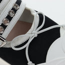 Miu Miu Ballet Shoes Canvas 36.5 Black White Auth 199940M-8