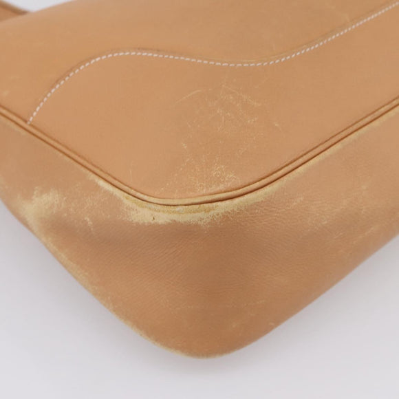 HERMES Trim 38 Shoulder Bag Leather Beige Gold Auth 199943A
