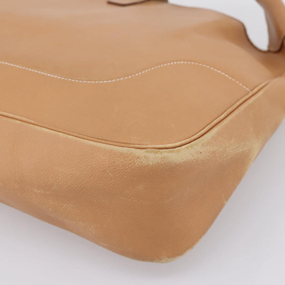 HERMES Trim 38 Shoulder Bag Leather Beige Gold Auth 199943A