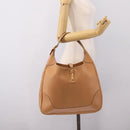 HERMES Trim 38 Shoulder Bag Leather Beige Gold Auth 199943A-20