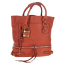 Chloe Paddington Tote Bag Leather Orange Gold Silver Auth 199949V-1